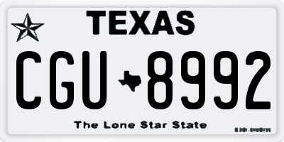 TX license plate CGU8992