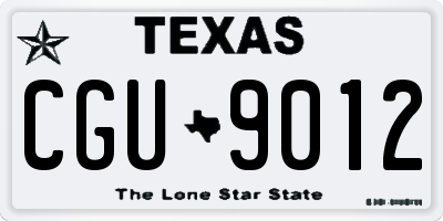 TX license plate CGU9012