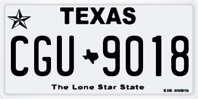 TX license plate CGU9018