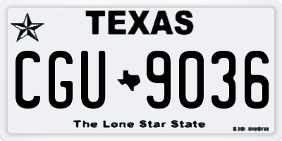 TX license plate CGU9036
