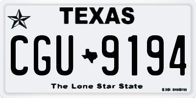 TX license plate CGU9194