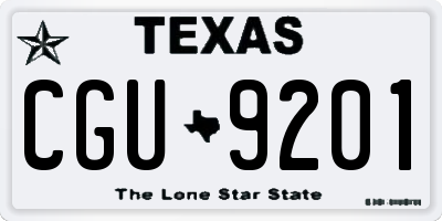 TX license plate CGU9201