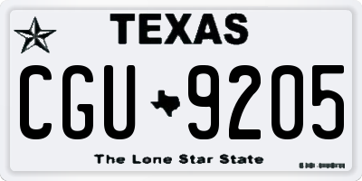 TX license plate CGU9205