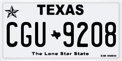 TX license plate CGU9208