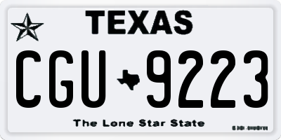 TX license plate CGU9223