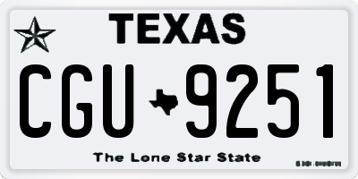 TX license plate CGU9251