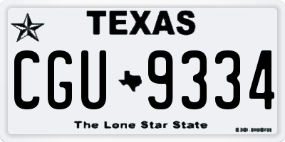 TX license plate CGU9334