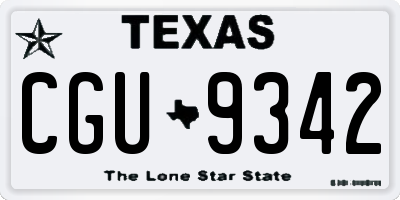 TX license plate CGU9342