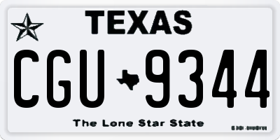 TX license plate CGU9344