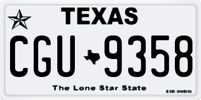 TX license plate CGU9358