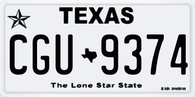 TX license plate CGU9374