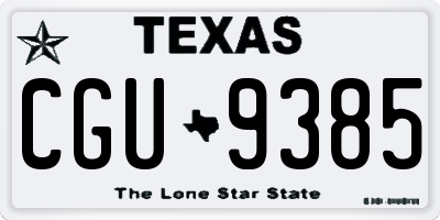 TX license plate CGU9385