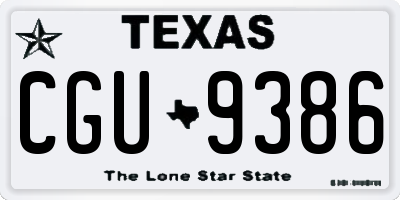 TX license plate CGU9386