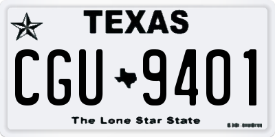 TX license plate CGU9401