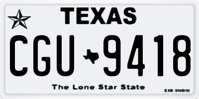 TX license plate CGU9418