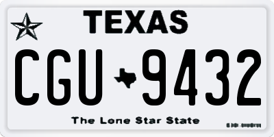 TX license plate CGU9432