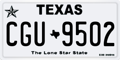 TX license plate CGU9502
