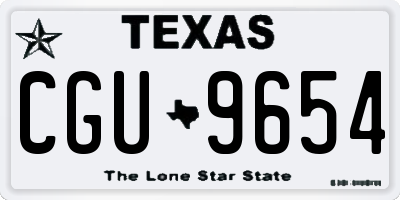 TX license plate CGU9654