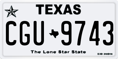 TX license plate CGU9743
