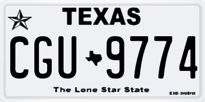TX license plate CGU9774