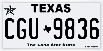 TX license plate CGU9836