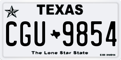 TX license plate CGU9854