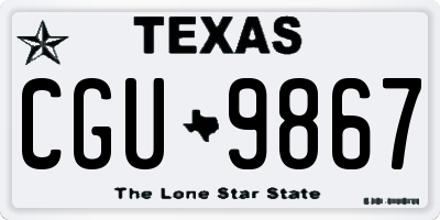 TX license plate CGU9867
