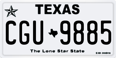 TX license plate CGU9885