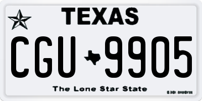 TX license plate CGU9905