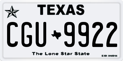 TX license plate CGU9922