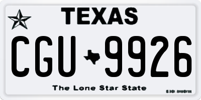 TX license plate CGU9926