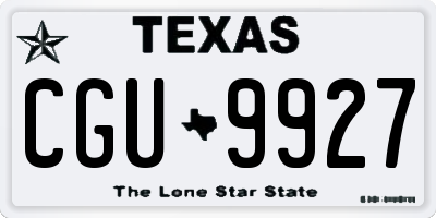 TX license plate CGU9927