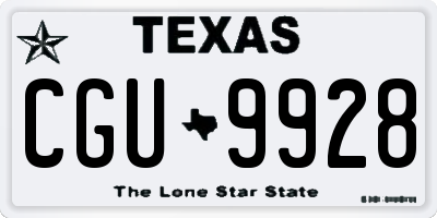 TX license plate CGU9928