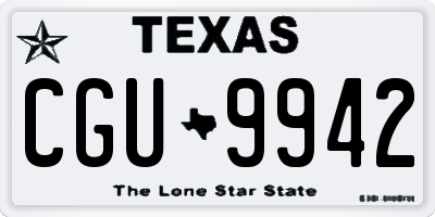 TX license plate CGU9942