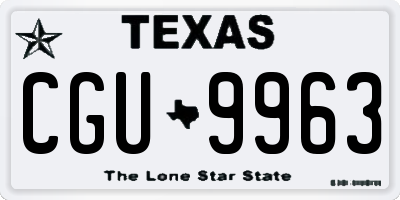 TX license plate CGU9963