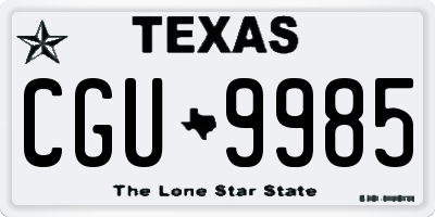 TX license plate CGU9985