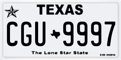 TX license plate CGU9997