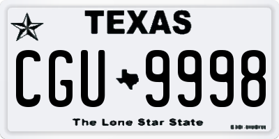 TX license plate CGU9998