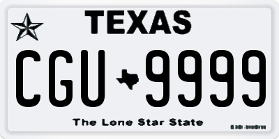 TX license plate CGU9999