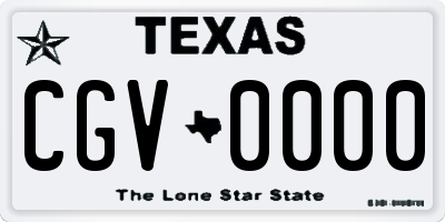 TX license plate CGV0000