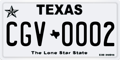 TX license plate CGV0002