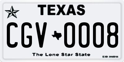 TX license plate CGV0008