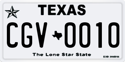 TX license plate CGV0010