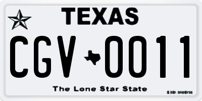 TX license plate CGV0011