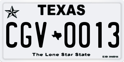TX license plate CGV0013