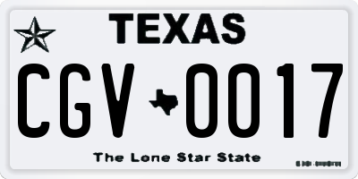 TX license plate CGV0017