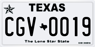 TX license plate CGV0019