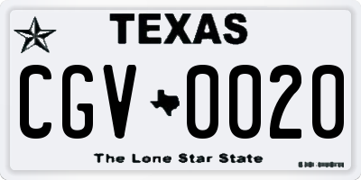 TX license plate CGV0020
