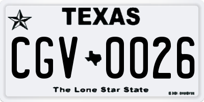 TX license plate CGV0026