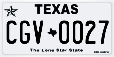TX license plate CGV0027